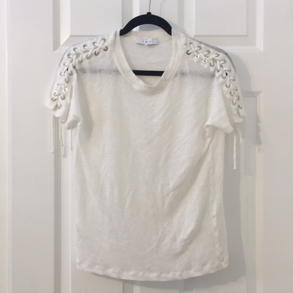 IRO white t shirt with tie shoulders